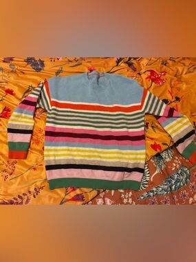 Boden Multicolor Stripe Cashmere Crewneck Sweater - Pastel & Bright Stripes